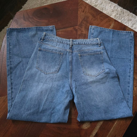 Women's SHEIN Distressed Wide Leg Jeans Blue US L (8/10) - Picture 3 of 10